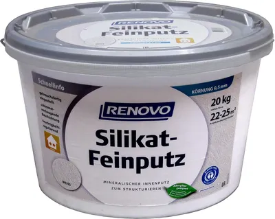 Produktbild von 20kg Renovo Silikat Feinputz 0,5mm Weiß für innen