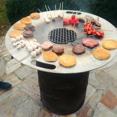 Produktbild von Grillplatte Feuerplatte Ø 60 cm mit Grilleinsatz Baustahl