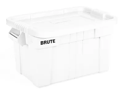 Produktbild von Rubbermaid Robuste Aufbewahrbox mit Deckel und Griffen | 75,5 Liter, HxBxT 38,4x44,1x70,7cm | Weiß