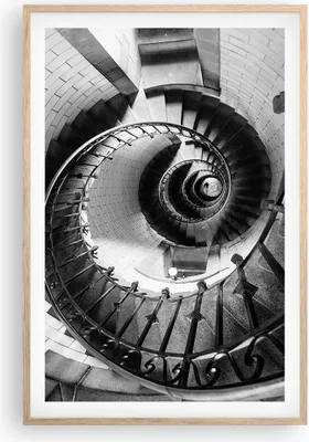 Produktbild von Gerahmtes Poster - Rahmen in heller Eiche - Treppe Spirale Perspektive - 61x91,5 cm - Wand Bild - Wanddeko - Wandbilder - Kunstposter - Wandposter - Bilderrahmen - Bilder - Kunstdruck P2NPA61x91-4384