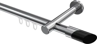 Produktbild von Interdeco Innenlaufstange / Gardinenstange mit Innenlauf Chrom, Typ Prestige Verano (Schräge Bicolor), 20 mm Ø 1-läufig, 260 cm