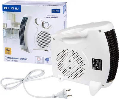 Produktbild von Marken-Thermo-Ventilator 2000W, Modell Blow FH-A11, Hersteller Farelka. Kann vertikal oder horizontal aufgestellt werden. Heizgerät