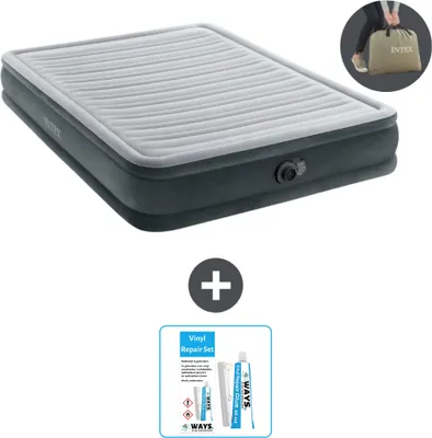 Produktbild von Intex Luftbett - 2 Personen - 152 x 203 x 33 cm - Grau - Inklusive Pumpe - Reperaturset