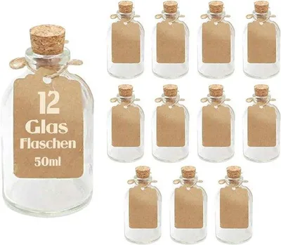 Productafbeelding van Herbruikbare luchtdichte kurkdeksels voor glazen flessen - 12 x 50 ml