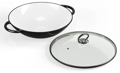 Gusseiserne Wokpfanne mit Deckel, 46 cm, antihaftbeschichtet, für alle Herdarten