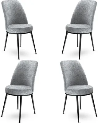 Image de Skye Decor, Dexa - Gris, Noir, Ensemble de chaises (4 pièces), 100 % MÉTAL, Gris, 45 x 42 x 89 cm