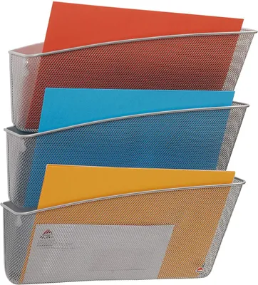 Produktbild von ALBA Wand-Prospekthalter MESHFILE M A4 grau 3 Fächer aus Drahtmetall