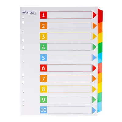 Produktbild von Register Trennblätter für DIN A4 - 10 Tabs in 5 Farben zur optimalen Büroorganisation