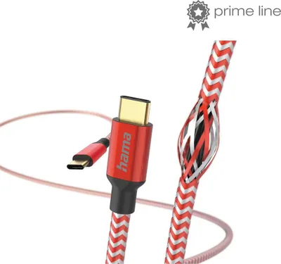 Image de Câble de charge "Reflective", USB-C - USB-C, 1,5 m, nylon, rouge (00201560)