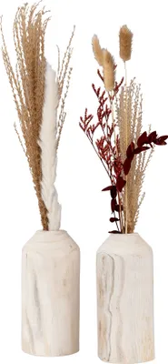 Produktbild von 2er Set Vase aus Holz für Trockenblumen H20cm Natur Holzvase Tischdeko Tischvase Wohndekoration
