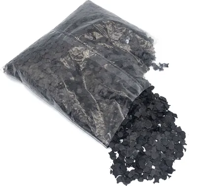 Produktbild von Konfetti in Schwarz, 100g Packung, mit einer Stückgröße von 7-10mm
