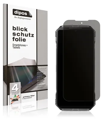 A product shot showing the packaging for a screen protector and the screen protector itself applied to a smartphone.
