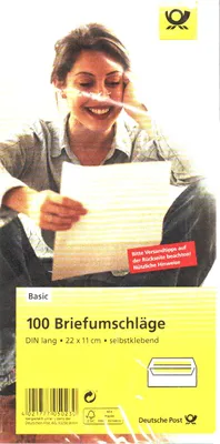 Produktbild von Deutsche Post - 100 Umschläge - DIN lang weiß selbstklebend ohne Fenster