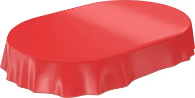 Produktbild von Tischdecke Wachstuch PVC abwaschbar Einfarbig Rot Oval 180x140cm Band