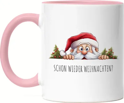 Produktbild von Schon wieder Weihnachten? Süßer Weihnachtsmann Tasse Rosa Weihnachten Christmas Nikolaus Advent