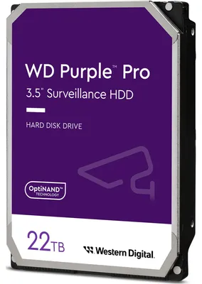 Zdjęcie produktu dla Western Digital Purple Pro, 22 TB, 7200 RPM, 512 MB, 3.5", SATA III