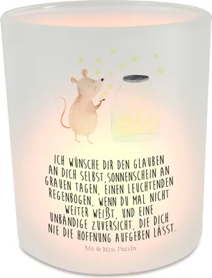 Produktbild von Mr. & Mrs. Panda Glas Windlicht Maus Sterne - Transparent - Geschenk, Geburtstag, Outdoor, Hoffnung, Schwangerschaft, glaswindlicht, Teelichthalter, Kerzenhalter, Geburt