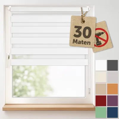 Doppelrollo Klemmfix 80x130 cm Weiß – ohne Bohren
