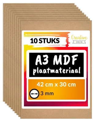 Zdjęcie produktu dla Płyta MDF - 420 x 300 x 3 mm - 10 sztuk - Do cięcia laserowego i rękodzieła