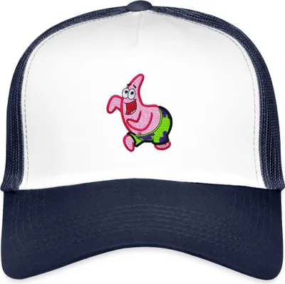 Produktbild von Spreadshirt SpongeBob Schwammkopf Patrick Star Stick-Motiv Trucker Cap, One size, Weiß/Navy