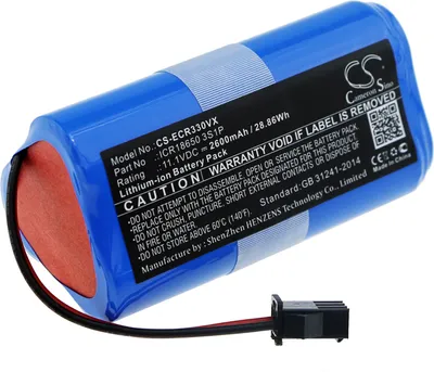 Obrázek produktu pro TECHTEK Baterie kompatibilní s [Dora] CEN330, CEN331, CEN332, CR330, CR331, CR332, CR333, pro [Ecovacs] CEN330, CR330, CR333 nahrazuje ICR18650 3S1P