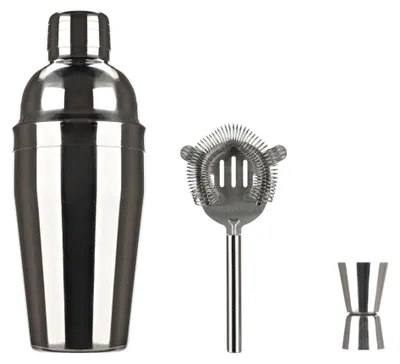 Productafbeelding van Decopatent® Cocktail Set 4-delig - Professionele barset met Shaker - Cocktail maatbeker - Zeef - Cocktailshaker set