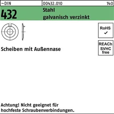 Produktbild von Reyher  Scheiben DIN 432 Stahl 25 galv. vz (50 Stück)
