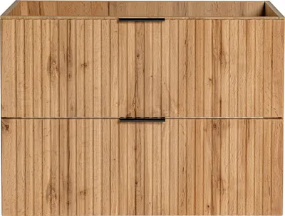 Image de Armoire De Salle De Bain 80 Cm Chêne Wotan Mat Avec Façades Rainurées