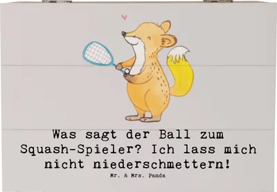 Produktbild von Mr. & Mrs. Panda Box Squash Humor 22 x 15 cm - Grau Pastell - Geschenk, Sportler Geschenke, Teamsport, Ballspiel, Squash-Spieler, fotokiste, fotobox, Sport, Schläger
