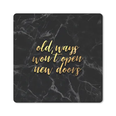 Produktbild von MuchoWow® Mauspad Mousepad Zitat - Tür - Gold - Marmor 20x20 cm - Mousepads - Maus Mat - Pad - Mausunterlage - Desk Mat - Bureauartikeln