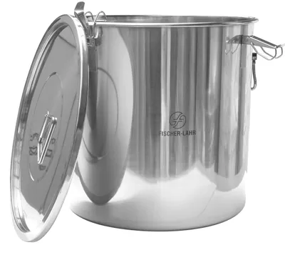 Produktbild von Stapelbarer FISCHER Edelstahl Eimer 50L + Edelstahl-Deckel lebensmittelecht