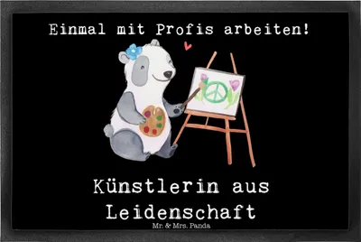 Produktbild von Mr. & Mrs. Panda Schmutzfangmatte Künstlerin Leidenschaft 40 x 60 cm - Schwarz - Geschenk, Lustig, Sauberlaufmatte, Schmutzfänger, fußmatte, Gummimatte, Spruch, Witzig