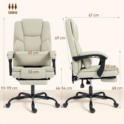 Obrázok produktu pre Kancelárska stolička HOMCOM, ergonomická stolička s nastaviteľným operadlom