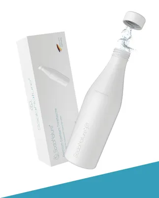 Edelstahlflasche 700 ml für SodaStream Crystal, spülmaschinenfest, weiß