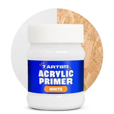 Produktbild von 7 Artists Acryl Grundierung 230 ml – Hochwertiges Gesso Weiß für Leinwand, Holz, Papier, Stein – Universale Grundierfarbe für Acrylfarben & Künstlerbe