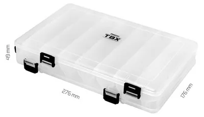 Immagine prodotto di DELPHIN TBX Duo 276-16P Clip, scatola per esche artificiali, 27,6 x 17,6 x 4,9 cm, trasparente, con maniglia ribaltabile, 101000501