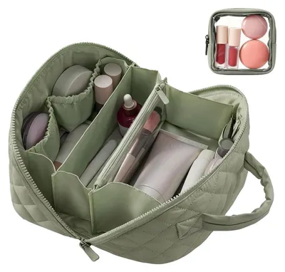 Immagine prodotto di Borsa da toilette grande con scomparti - Organizzatore impermeabile per trucchi, ideale per le donne