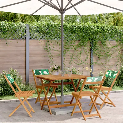 Produktbild von Maison Exclusive - 5-tlg. Garten-Essgruppe Stoff und Massivholz Blattmuster