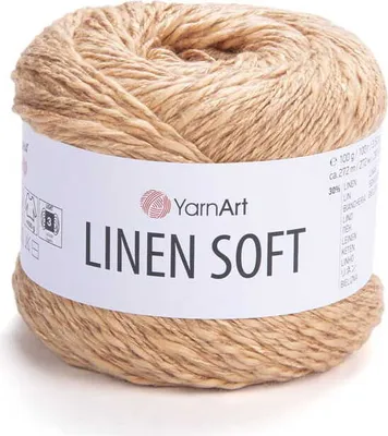 Produktbild von YarnArt Linen Soft Garn 272m/100g, Leinen/Viskose/Baumwolle, warmes Beige für Sommerprojekte