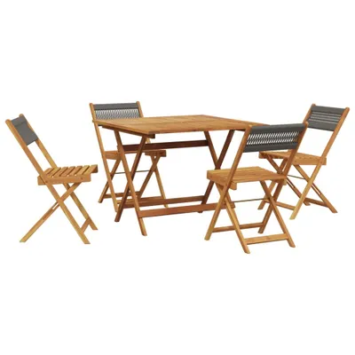 Produktbild von 5-tlg. Garten-Essgruppe Polypropylen und Massivholz Grau