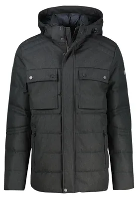 Produktbild von Atmungsaktives, wind- und wasserabweisendes Herren Fieldjacket in Woll-Optik mit wärmendem Taschenfutter und abnehmbarer Kapuze