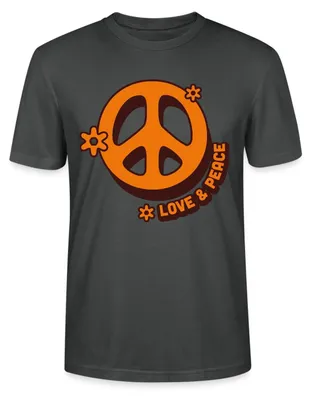 Produktbild von Spreadshirt Love And Peace Retro Hippie Style Design Y2K Uni Bio T-Shirt, XL, Anthrazit