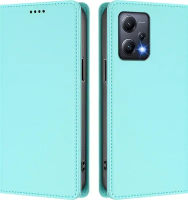 Obrázek produktu pro Kožené pouzdro pro Xiaomi Poco X5/Redmi Note 12 5G, magnetické flipové pouzdro zPolyuretankůže se stojánkem Mátově zelená