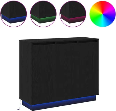 Produktbild von LED-Sideboard Schwarz Eichen-Optik 90 x 32 x 75 cm