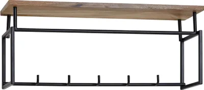 Produktbild von Design Wandgarderobe Mango Massivholz Metall 71x29x20 cm | Hakenleiste mit Ablage und Kleiderstange | Flurgarderobe Garderobe Wand Holz