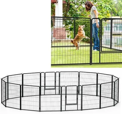 Imagen del producto de 16 TLG - Corral para cachorros, área de juego para cachorros, 80 cm de altura, recinto para perros, corral para animales con puerta, para perros, conejos y otros animales pequeños (XXXL, 1056x65x80 cm)