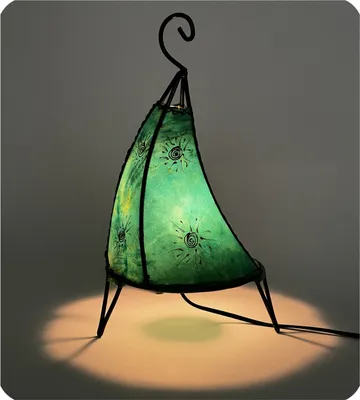 Image de Lampe orientale lampe au henné lampe marocaine en cuir lampe de table lampadaire henné Tissir soleil 35-38 cm, vert