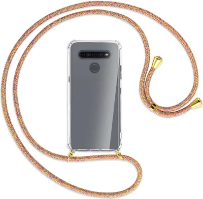 Produktbild von Handykette Backcover-Schutzhülle mit Band (Metall goldfarben) für LG K41S LM-K410 - Rainbow