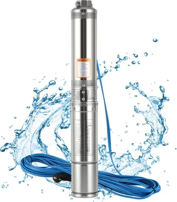 Immagine prodotto di Izrielar 370 W / 0,5 hp Pompa per pozzi profondi Pompa per pozzi da 4 pollici fino a 4000 l/h Resistente alla sabbia Pompa sommergibile in acciaio inossidabile Pompa per l'acqua Pompa da giardino
