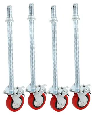 Produktbild von 4x Gerüstrollen Rollfüße Spindelrollen Durchmesser 190x790mm für Rollgerüst 700kg Tragfähigkeit Höhenverstellbar